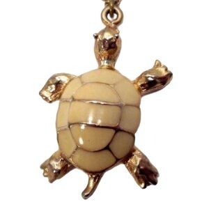 Necklace - Enamel Turtle w/Gold Accents on Chain